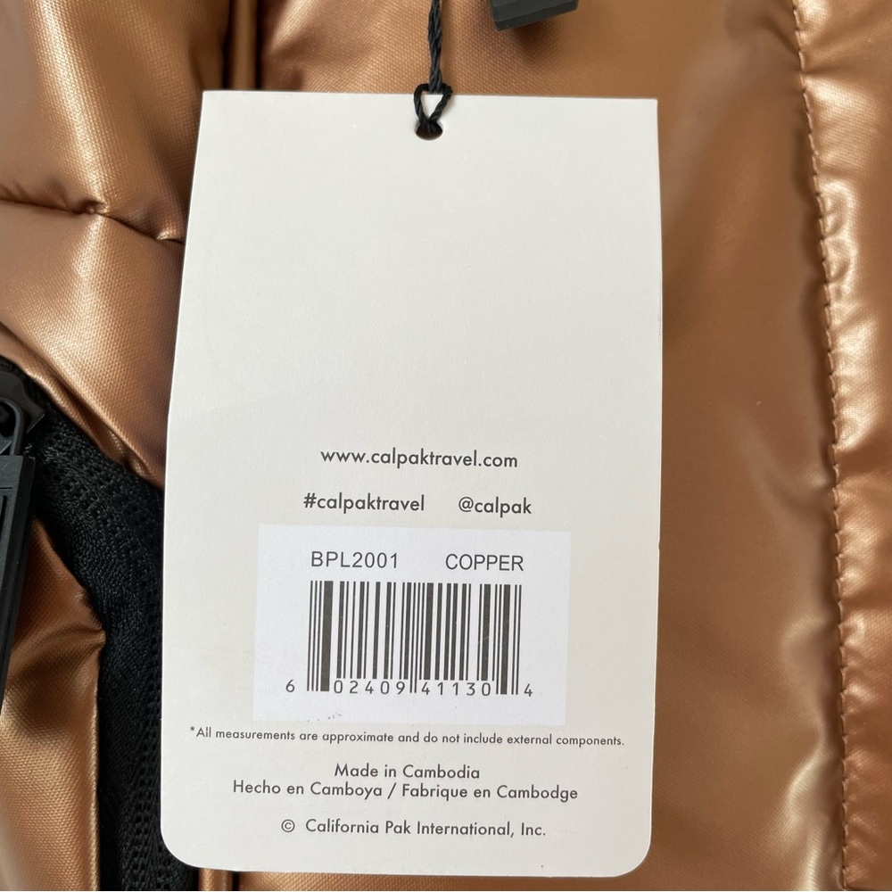 Calpak Luka 15 Inch Laptop Backpack in Copper Travel Work Office Metallic NEW - Picture 5 of 9